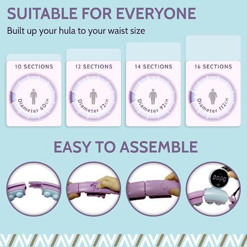 Size 23-44 Swiss Activa  S6  Infinity Hoop Premium Smart Weighted Hula Hoop with Counter 23-44in- S6  Smart Hula Hoop Fit - Exercise Equipment - Workout Equipmen