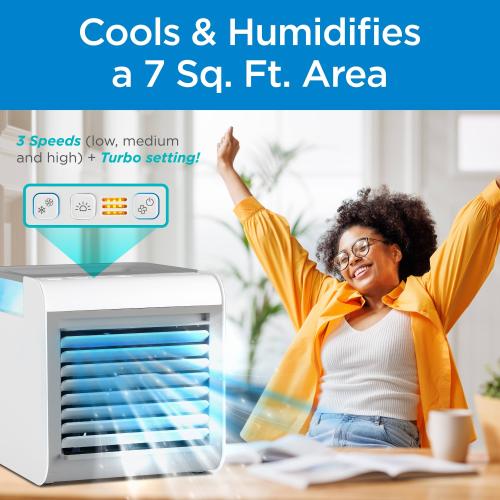 Black Decker Desktop Air Cooler and Portable Fan, 6-5/16H X 6-3/4W X 5-1/2D, White