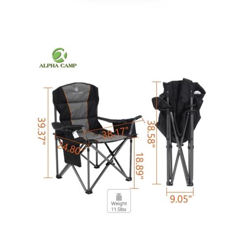 Oversized Camping Folding Chair Heavy Duty Support 450 LBS Oversized Steel Frame 2 sets