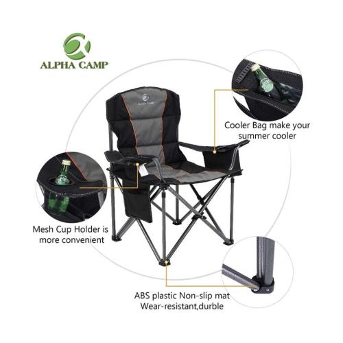 Oversized Camping Folding Chair Heavy Duty Support 450 LBS Oversized Steel Frame 2 sets