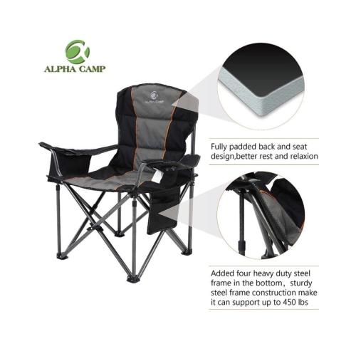 Oversized Camping Folding Chair Heavy Duty Support 450 LBS Oversized Steel Frame 2 sets