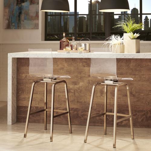 Miles Acrylic Swivel High Back Bar Stools (Set of 2) by INSPIRE Q Bold