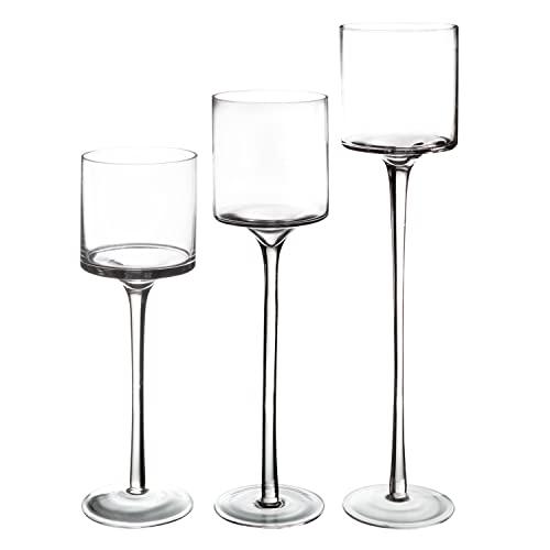 Royal Imports Glass Candleholder Flower Vase, Floating & Pillar Candle Centerpiece Display, Decorative Hurricane on Pedestal for Home or Wedding Set O