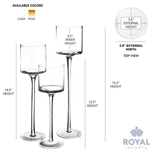 Royal Imports Glass Candleholder Flower Vase, Floating & Pillar Candle Centerpiece Display, Decorative Hurricane on Pedestal for Home or Wedding Set O