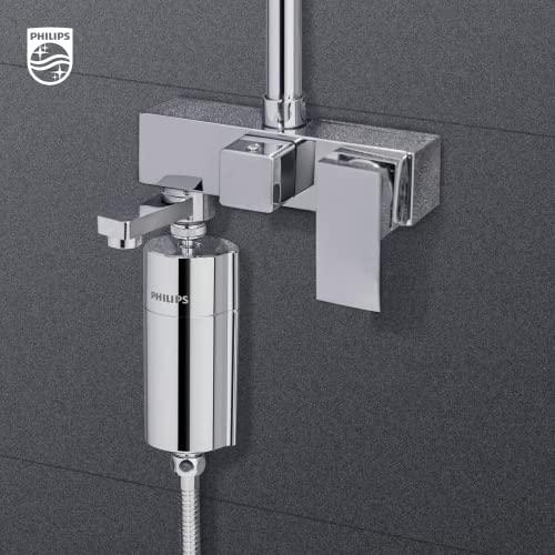 Philips Shower Filter 3-stage Water Softener Double Mesh Filtration KDF Material  Reducing Chlorine/Impurities/Rust Sediments (Shower Filter Set)