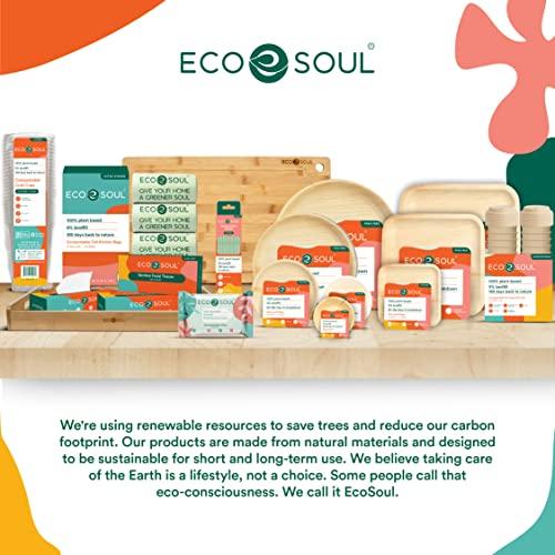 ECO SOUL 100% Compostable 10 Inch & 7 Inch Palm Leaf Plates [100-Pack] I Premium Disposable Plates Set I Heavy Duty Eco-Friendly Bamboo Plates Like I
