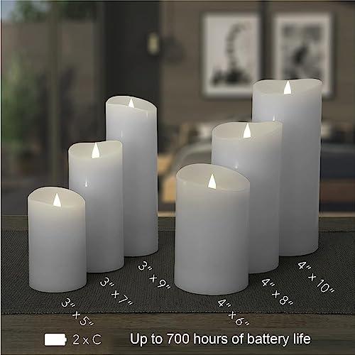 Softflame Flameless LED Candles with Remote Control, 4x 8Flickering 3D Moving Flame Battery Operated Candles in Real Wax Shell for Indoor Use, Home