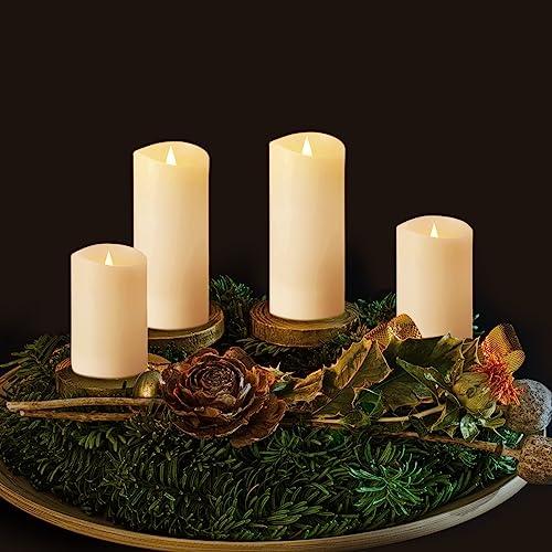 Softflame Flameless LED Candles with Remote Control, 4x 8Flickering 3D Moving Flame Battery Operated Candles in Real Wax Shell for Indoor Use, Home