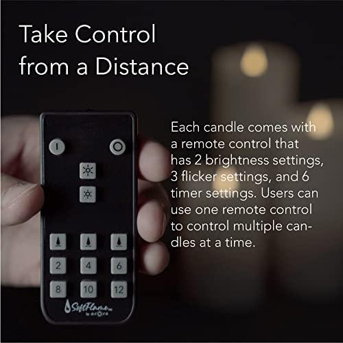 Softflame Flameless LED Candles with Remote Control, 4x 8Flickering 3D Moving Flame Battery Operated Candles in Real Wax Shell for Indoor Use, Home