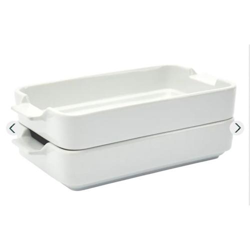 2pc Stoneware Rectangle Baking Dish Set Cream - Figmint™: Bakeware, Kitchen Essentials, Freezer & Microwave Safe Missing one dish
