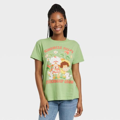 Size S Women's Strawberry Shortcake Kindness Short Sleeve Graphic T-Shirt - Green