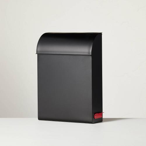 Modern Trim Metal Wall-Mounted Mailbox Black Finish - Hearth & Hand™ with Magnolia: Iron Construction, Farmhouse Style