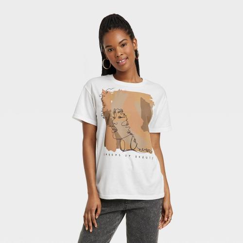 Size XS Women's Shades of Beauty Short Sleeve Graphic T-Shirt - Cream