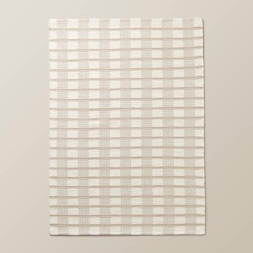 7'x10' Rib Stripe Plaid Handmade Woven Area Rug Tan/Cream/Khaki - Hearth & Hand  with Magnolia: Farmhouse Style, Indoor Use
