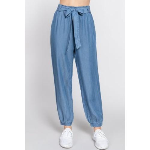 Ribbon Tie Detail Jogger Pants Denim S