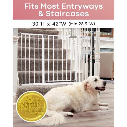 InnoTruth Pressure-Mounted Baby Gate 28.9 to 42.1 Wide (White)