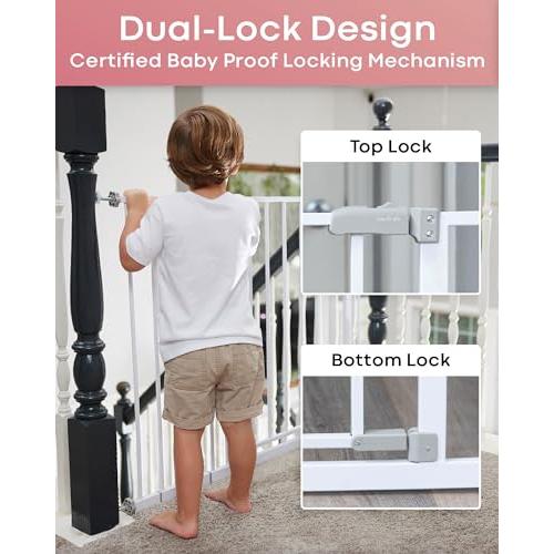 InnoTruth Pressure-Mounted Baby Gate 28.9 to 42.1 Wide (White)