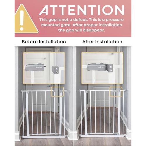 InnoTruth Pressure-Mounted Baby Gate 28.9 to 42.1 Wide (White)