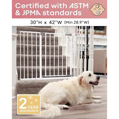 InnoTruth Pressure-Mounted Baby Gate 28.9 to 42.1 Wide (White)