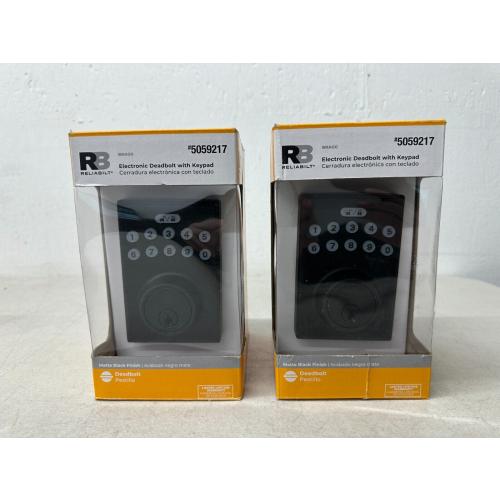 RELIABILT Electronic Keypad Deadbolt Door Lock 5059217 MATTE BLACK (LOT of 2)