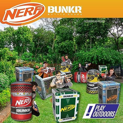 NERF BUNKR Officially Licensed Stadium Pack Inflatable Battlezone - 9 Piece Barricade Shield Bunker Set - Perfect for NERF Party NERF War Multicolor