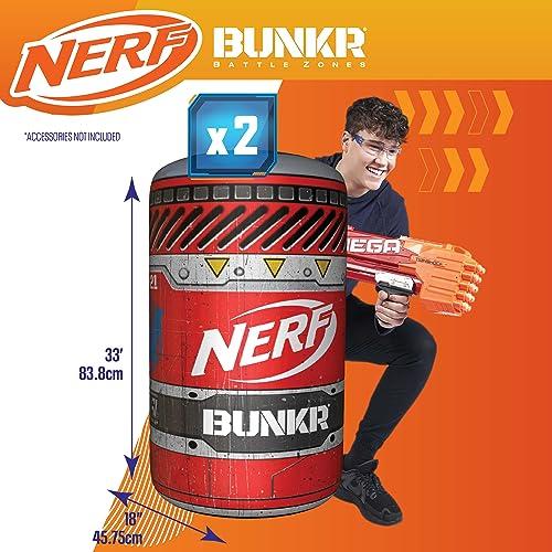NERF BUNKR Officially Licensed Stadium Pack Inflatable Battlezone - 9 Piece Barricade Shield Bunker Set - Perfect for NERF Party NERF War Multicolor