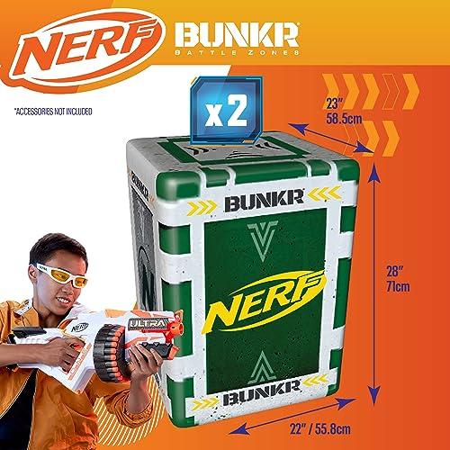 NERF BUNKR Officially Licensed Stadium Pack Inflatable Battlezone - 9 Piece Barricade Shield Bunker Set - Perfect for NERF Party NERF War Multicolor