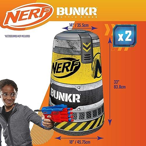 NERF BUNKR Officially Licensed Stadium Pack Inflatable Battlezone - 9 Piece Barricade Shield Bunker Set - Perfect for NERF Party NERF War Multicolor