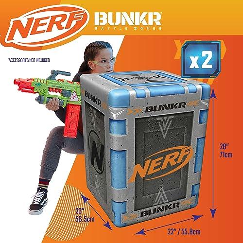 NERF BUNKR Officially Licensed Stadium Pack Inflatable Battlezone - 9 Piece Barricade Shield Bunker Set - Perfect for NERF Party NERF War Multicolor