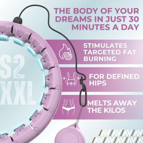 Size 47 Swiss Activa  S2 Infinity Hoop Plus Size with Ball - up to 47in - Weighted Hula Hoop for Women for Weight Loss Belt - Exercise Hoop - Smart Infinity H