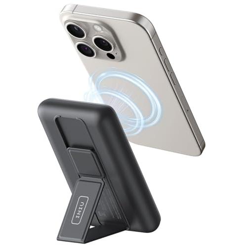 INIU for MagSafe Battery Pack, Slim 6000mAh 20W Magnetic Portable Charger with Foldable Stand, USB-C in&Out Wireless Power Bank, Only for iPhone 15/15