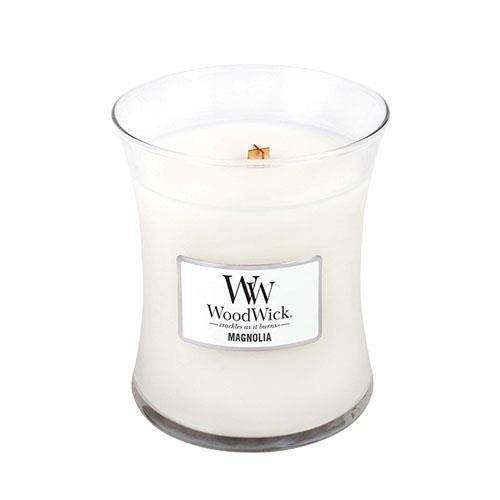 Woodwick Magnolia 9.7oz Medium Hourglass Jar Candle Burns 100 Hours 4 Pack