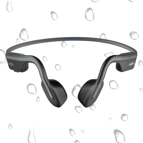 OpenMove Bone-Conduction Open-Ear Lifestyle Headphones with Microphones in Gray