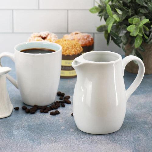 OUR TABLE Simply White 18 fl. oz. White Porcelain Creamer, (4PK)