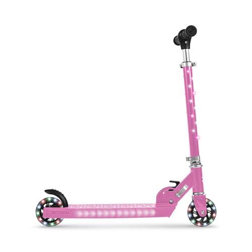 Jupiter Kick Scooter with LED Lights and Height Adjustable Handlebar Pink