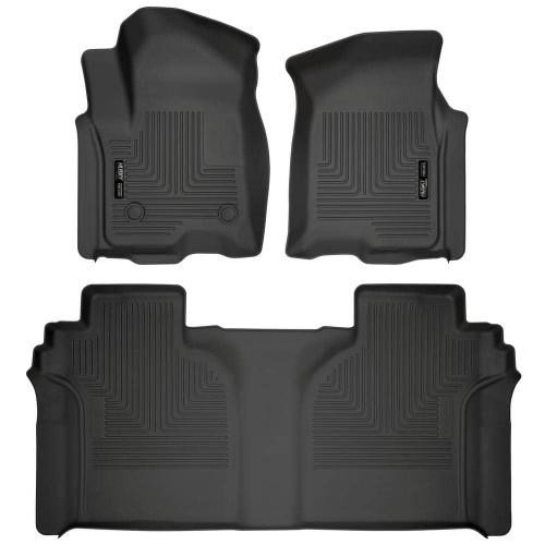 Front and 2nd Seat Floor Liners Fits 2019 Silverado/Sierra 1500 Crew Cab with Carpeted Storage Box