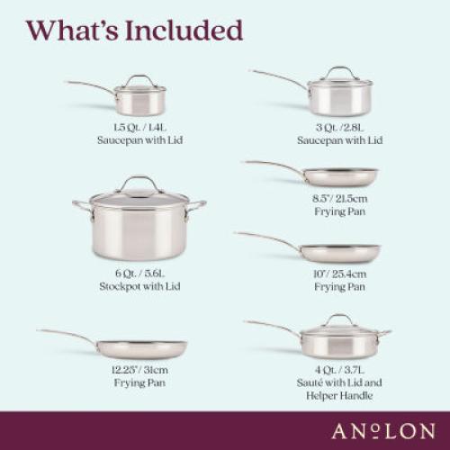 Anolon Everlast Stainless Steel Ceramic 11-pc. Cookware Set