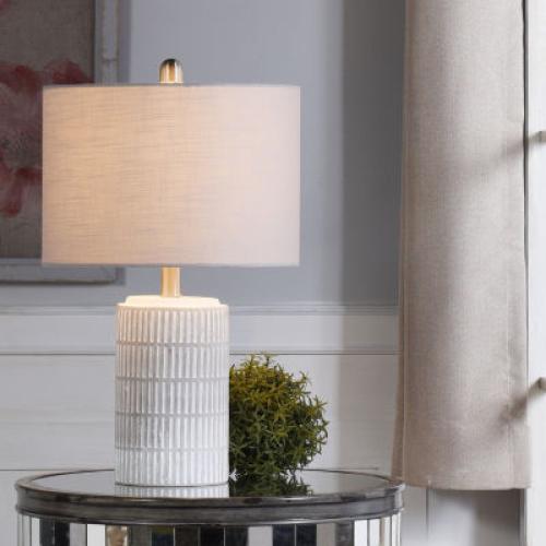 Stylecraft Joni Distressed Gray And White Steel Table Lamp