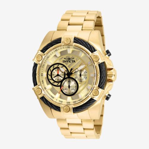 Invicta Mens Gold Tone Stainless Steel Bracelet Watch 25515