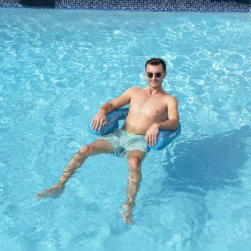 Color Blue Fabric Covered U-Seat Chair Pool Float