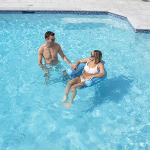 Color Blue Fabric Covered U-Seat Chair Pool Float