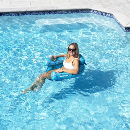 Color Blue Fabric Covered U-Seat Chair Pool Float
