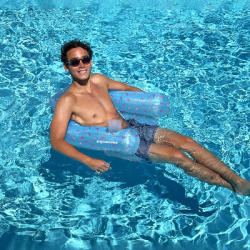 Color Blue Fabric Covered U-Seat Chair Pool Float