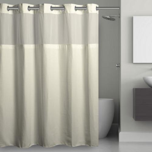 Waffle 71 in. W x 74 in. L Polyester Shower Curtain in Cream