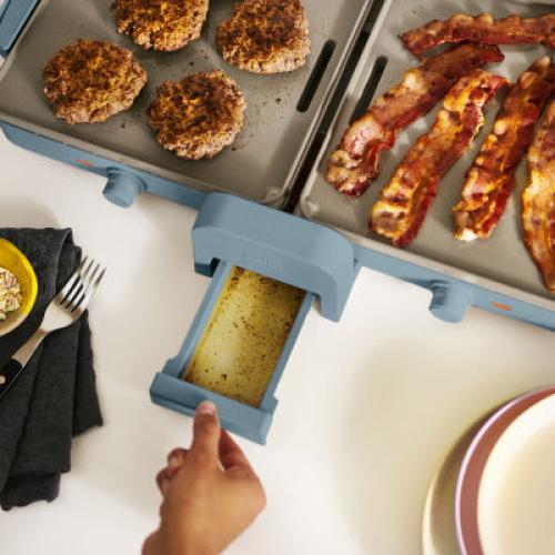(beige) bella Fold & Store Dual Temp Griddle, Fits-anywhere kitchenware