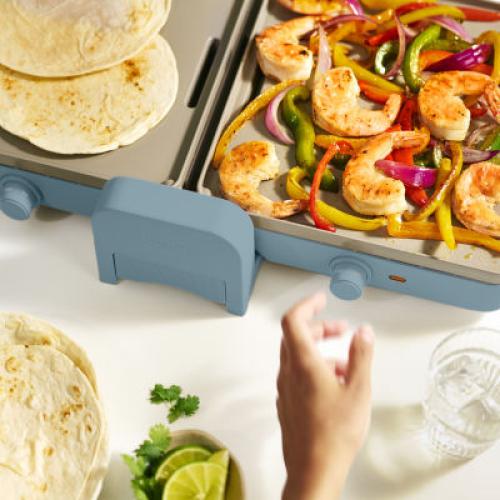 (beige) bella Fold & Store Dual Temp Griddle, Fits-anywhere kitchenware