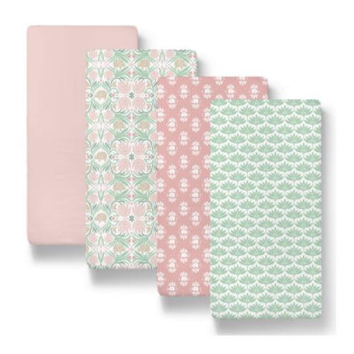 The Peanutshell Botanical Elephant 4-pc. Bassinet Sheet