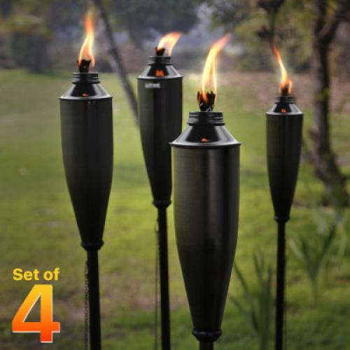 Deco Window Set Of 4 60 Outdoor 4-In-1 Convertible Backyard Patio Deck Table Top & Ground Installation Torch