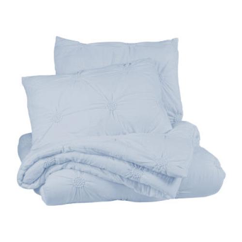 Size Twin Color Blue Swift Home Luxurious Ruched 3d Floral Pintuck Sham And Midweight Down Alternative Comforter Set