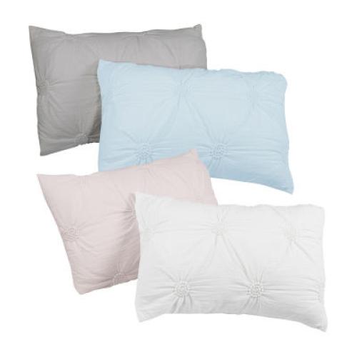Size Twin Color Blue Swift Home Luxurious Ruched 3d Floral Pintuck Sham And Midweight Down Alternative Comforter Set